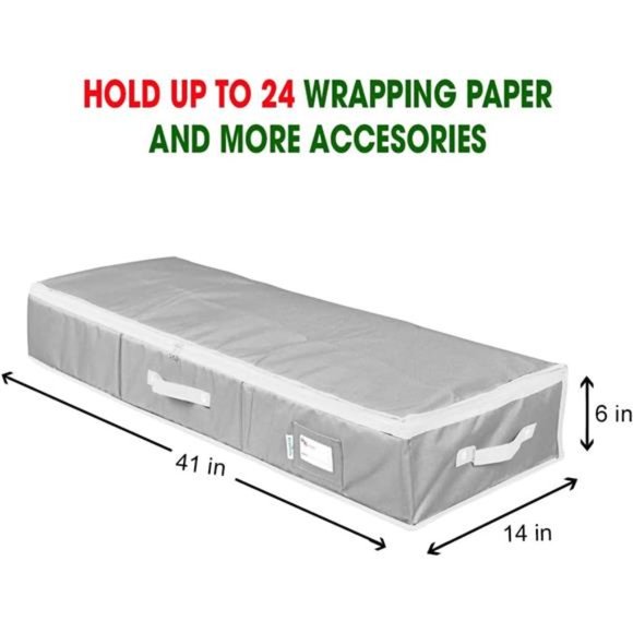 Wrapping Paper Storage Container | Gift Wrap Organizer Under Bed 41”x14”x6” Box - Picture 2 of 6